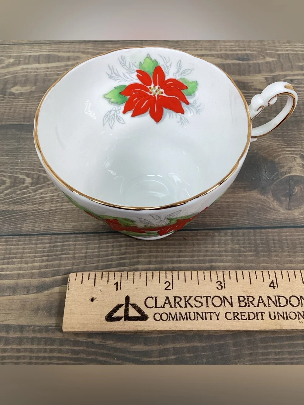 Vintage Victoria C & E Bone China England Tea Cup And Saucer Poinsettia